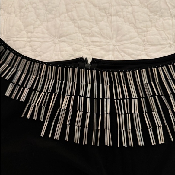 Adrianna papell black beaded 3/4 Sleeve  Evening Bodycon Dress Stretchy 16 - Picture 10 of 15